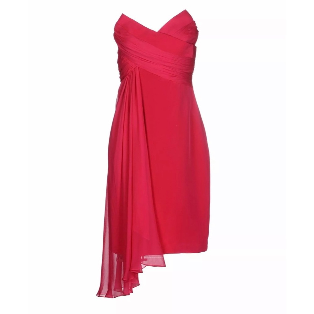 NWT Marchesa NOTTE silk strapless fuschia dress 0